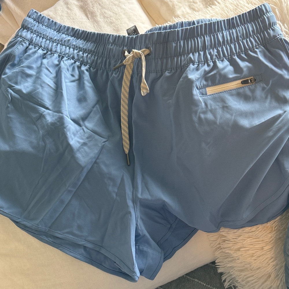 Vuori Women's Light Blue Athletic Shorts with Zipper Pocket